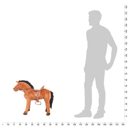 vidaXL Pluszowy konik dziecięcy, stojący, kolor brązowy