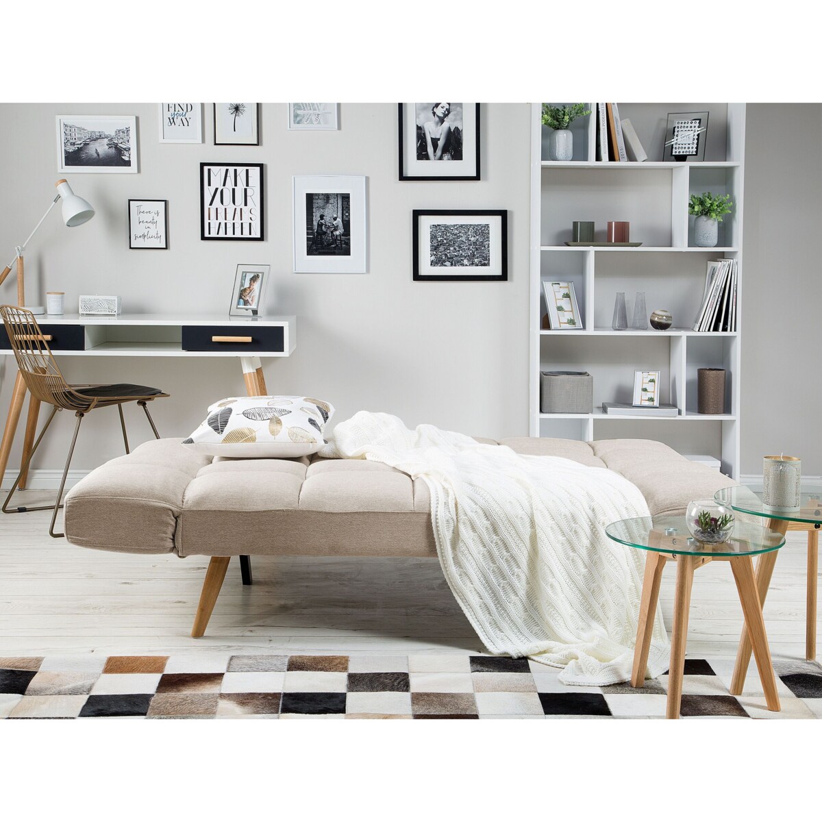 Sofa rozkładana beżowa INGARO