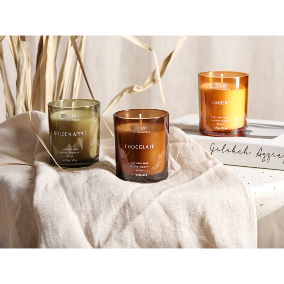 3 świece zapachowe sojowe złote jabłko/ czekolada/ bursztyn SHEER JOY