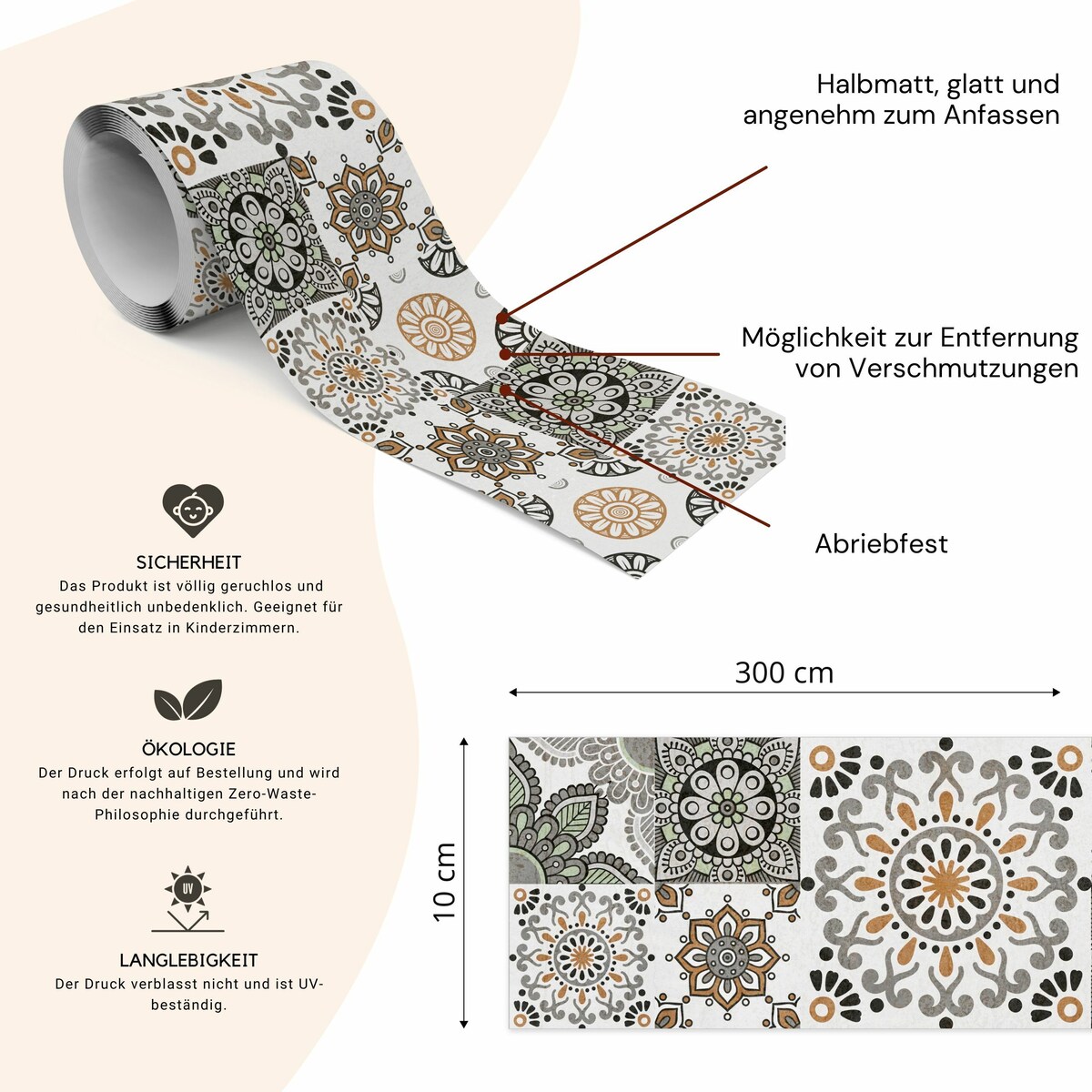 Samoprzylepny Pasek Dekoracyjny MAROKAŃSKI Wzór Mozaika Imitacja Płytek