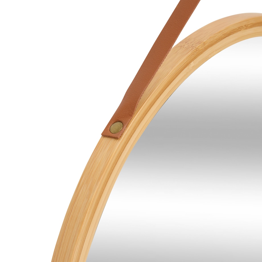 Lustro wiszące w bambusowej ramie Ø 38 cm BAMBU
