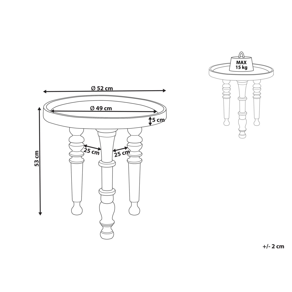 Stolik pomocniczy drewno mango czarny LEETON