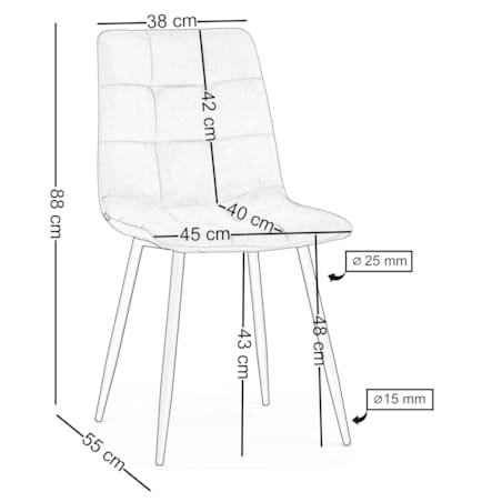 Krzesło tapicerowane pikowane welurowe do salonu jadalni PARMA granatowa