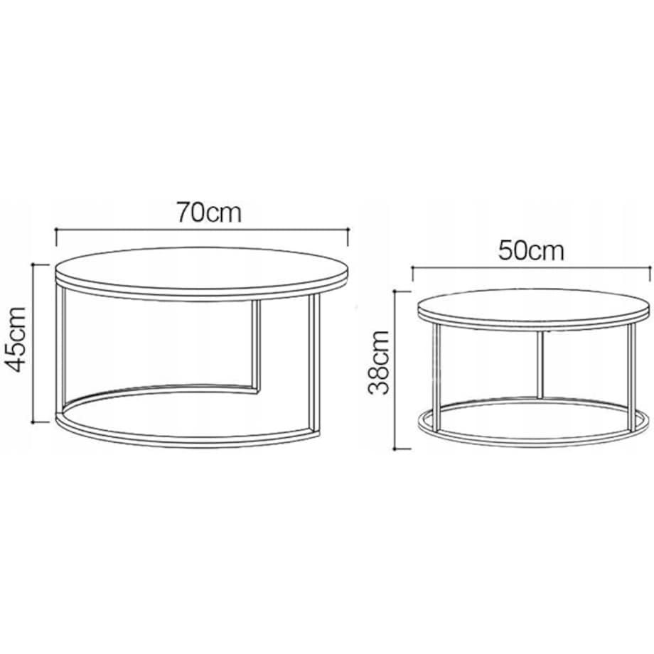 Stolik kawowy okrągły zestaw 2 stolików czarnych nowoczesne loft salonu