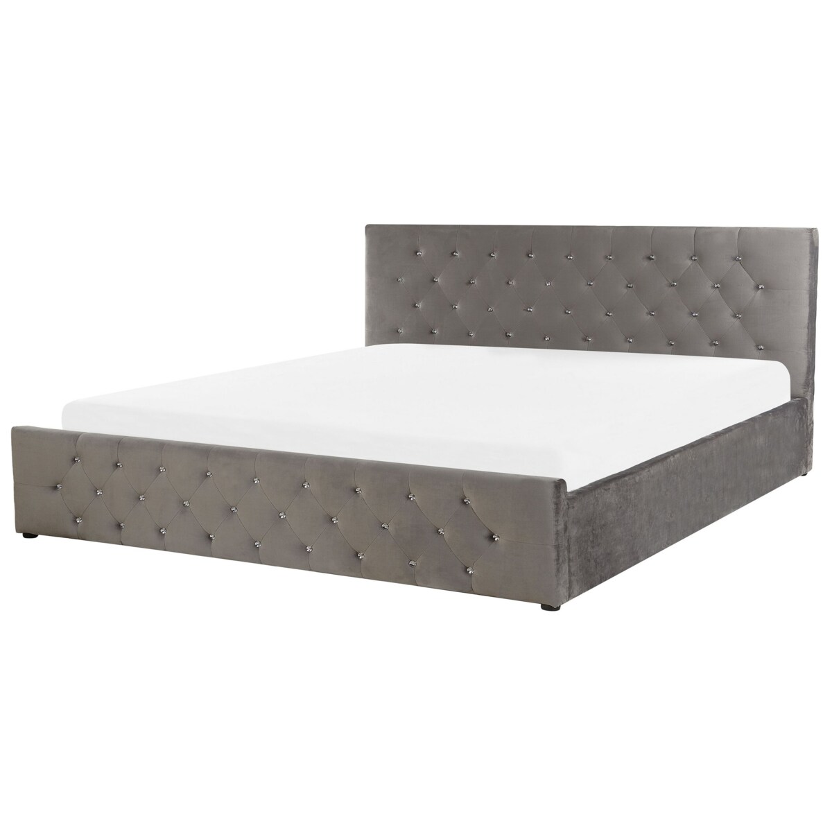 Łóżko z pojemnikiem welurowe 180 x 200 cm szare AMIENS