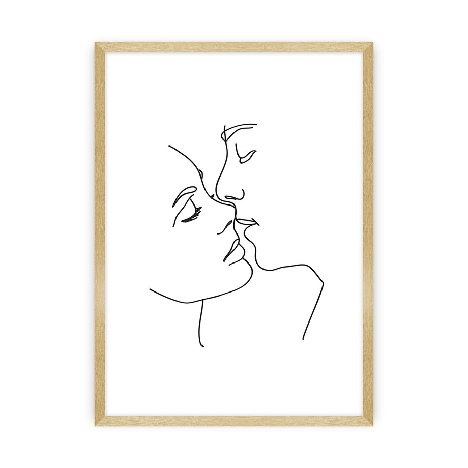 Plakat Kiss Line, 70 x 100 cm, Ramka: Złota