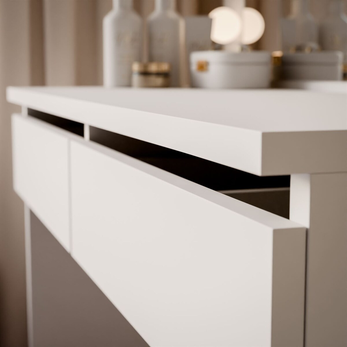 Toaletka LUMINE z lustrem i oświetleniem LED, biała