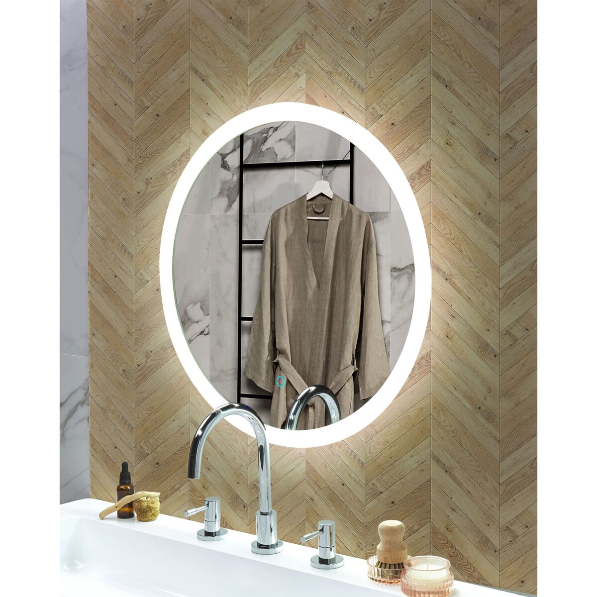 Lustro łazienkowe LED YSER 58 cm 58 cm Srebrny