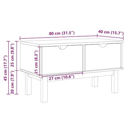 vidaXL Ławka do przedpokoju OTTA, 80x40x45 cm, lite drewno sosnowe