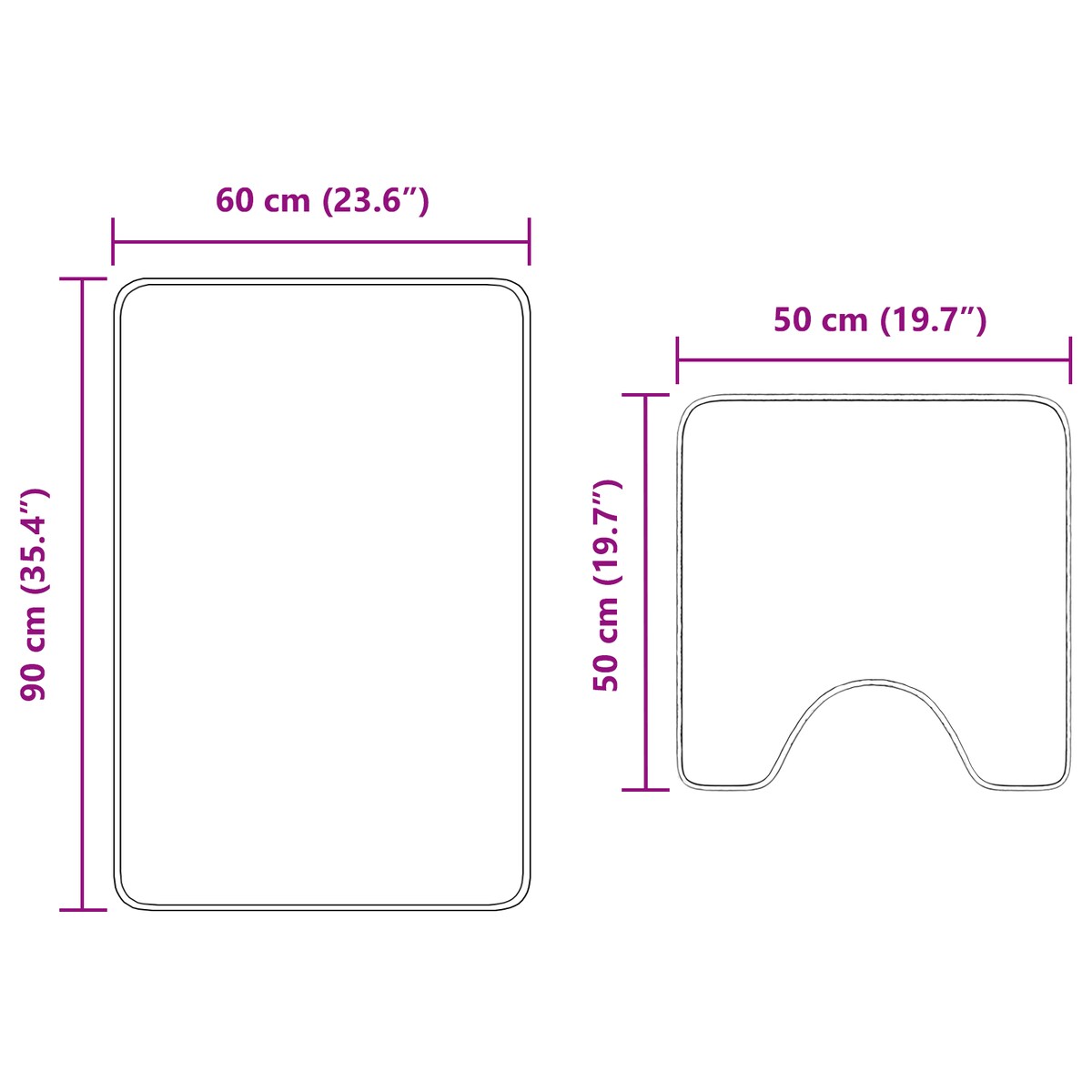 Zestaw 2 sztuk dywaników łazienkowych ciemnoszarych z polipropylenu antypoślizgowych