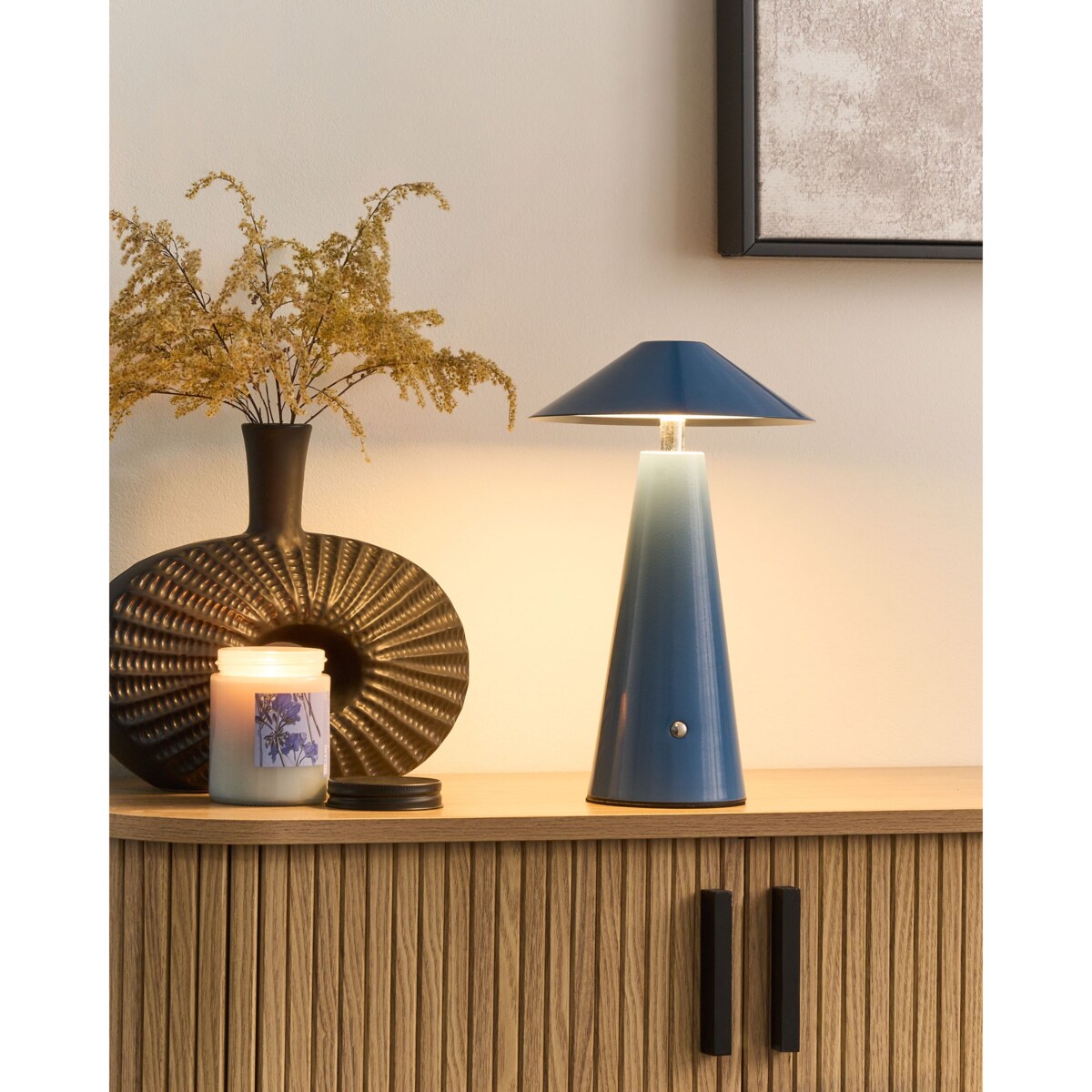 Bezprzewodowa lampa stołowa LED APAYAO Ze ściemniaczem Metal Niebieski