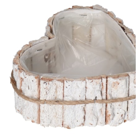 Doniczka Osłonka Drewniana Serce Biała Doniczki 20Cm