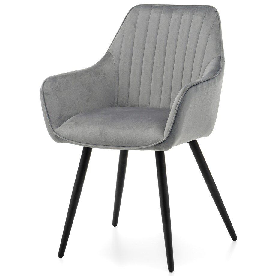 Krzesło tapicerowane pikowane welurowe do salonu jadalni nowoczesne PASSO jasnoszare