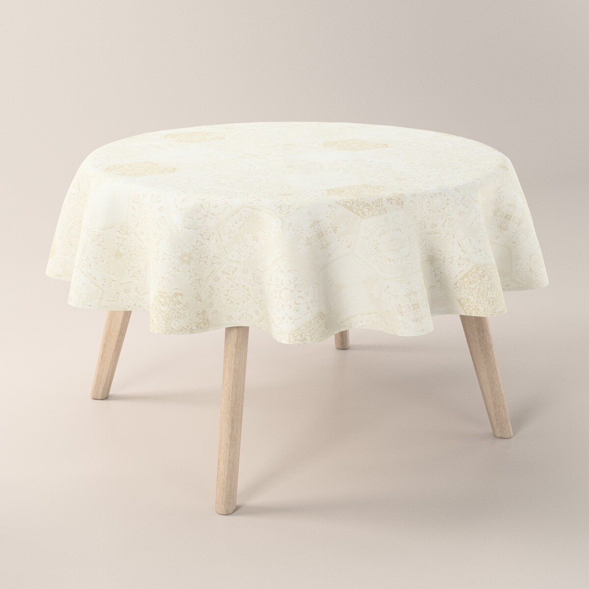 Obrus okrągły 160 x 160 cm ecru ornament