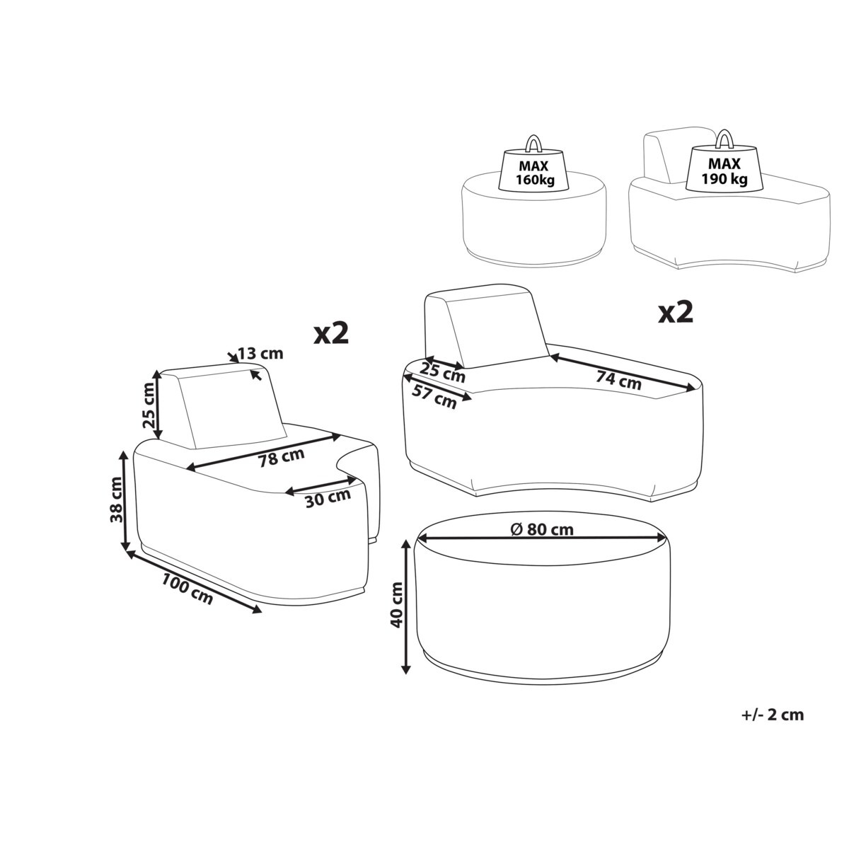 Zestaw ogrodowy ze stolikiem dla 4 osób FABRO Beżowy