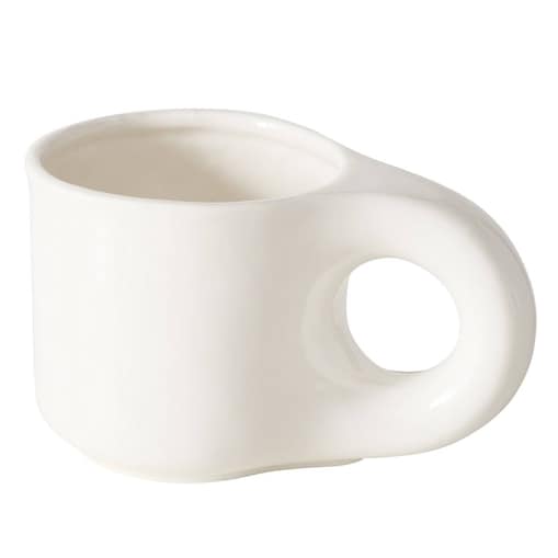 Biały kubek ceramiczny THIAGO, szerokie ucho, 250 ml