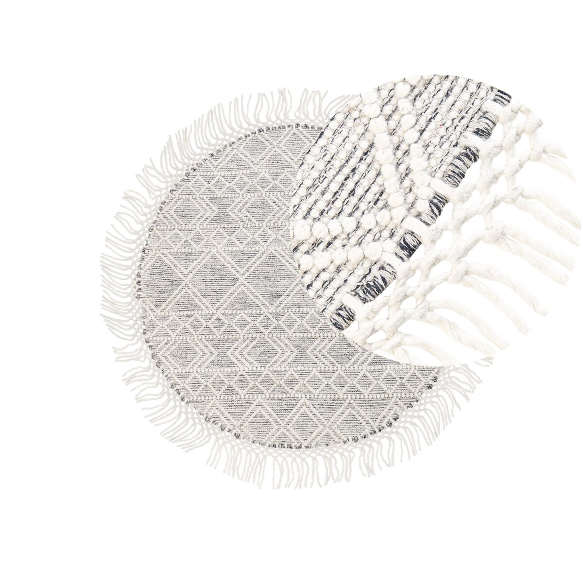 Okrągły dywan wełniany ⌀ 140 cm szary ze złamaną bielą BULDAN