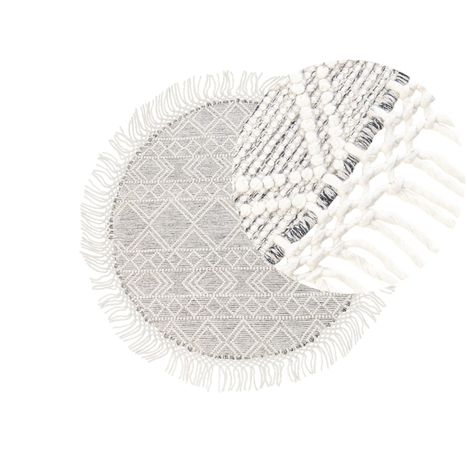 Okrągły dywan wełniany ⌀ 140 cm szary ze złamaną bielą BULDAN