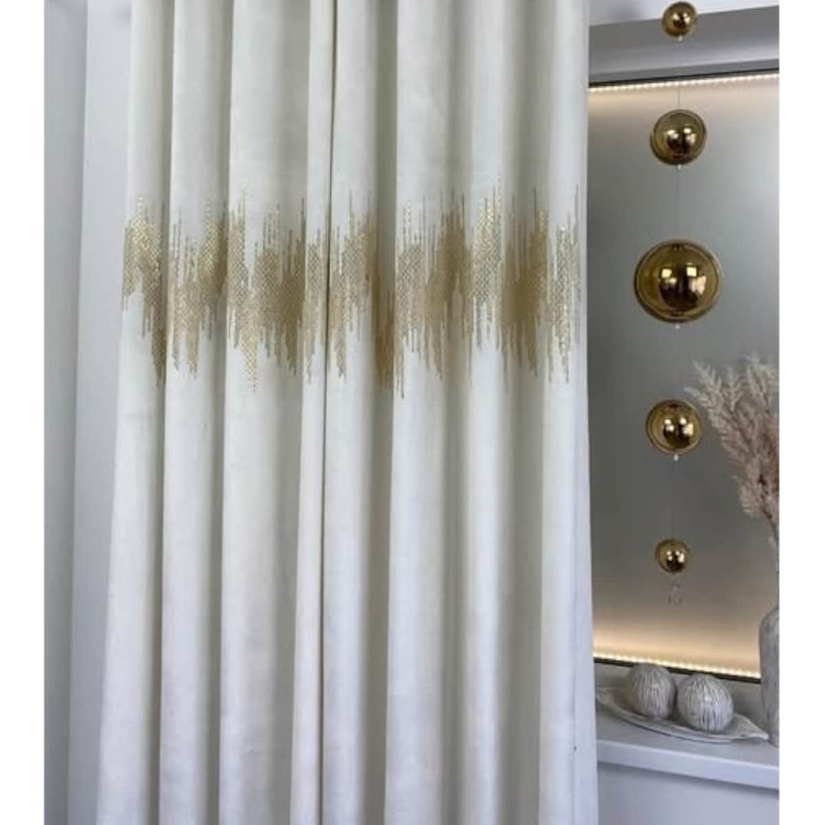 zasłona welurowa ecg gold 140x270 cm śmietanowa