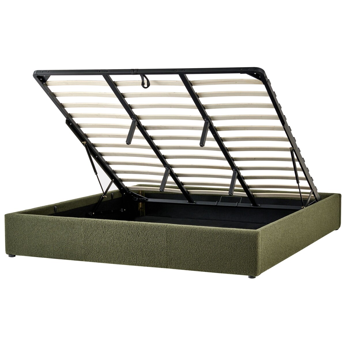 Łóżko z pojemnikiem bez zagłówka Boucle DINAN 180 x 200 cm Ciemnozielony