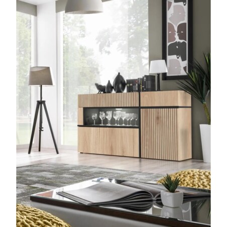 Komoda CROSS 150 LED hickory jackson/czarna