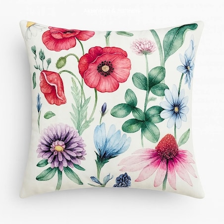 Dekoracyjna poszewka w kolorowe kwiaty 45x45