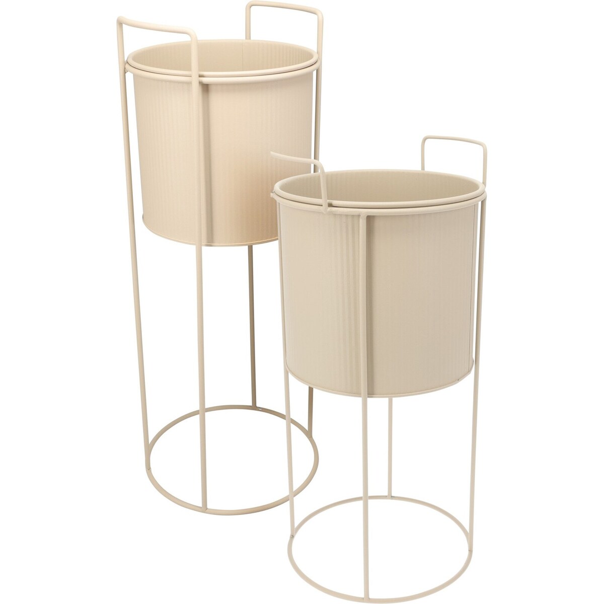 Kwietniki metalowe 2 sztuki 50,8x18,7x18.7 i 40x18,5 18,5 cm DENISA beżowe