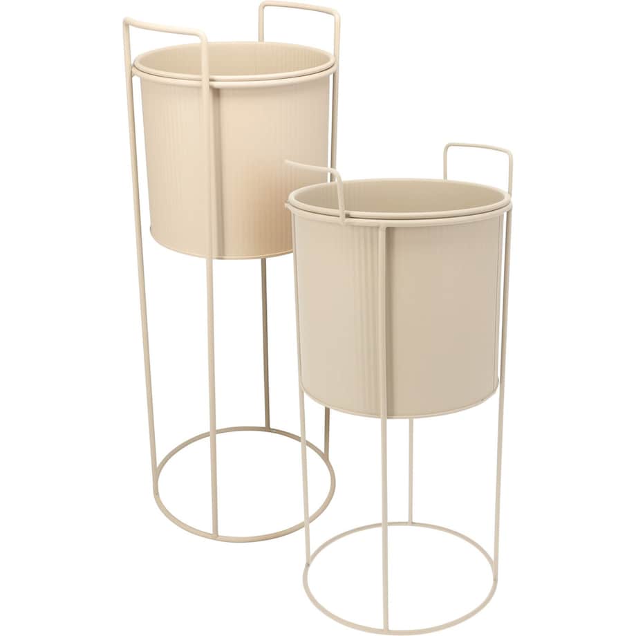 Kwietniki metalowe 2 sztuki 50,8x18,7x18.7 i 40x18,5 18,5 cm DENISA beżowe