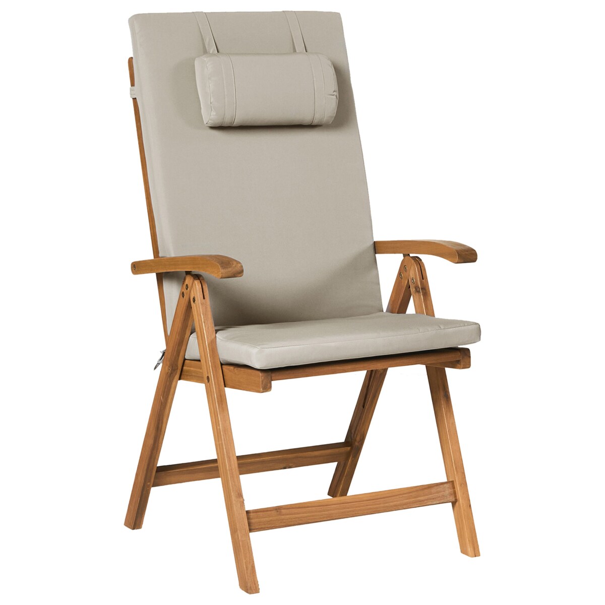 Zestaw 2 krzeseł ogrodowych z poduszkami JAVA PREMIUM Drewno akacjowe Beżowoszary