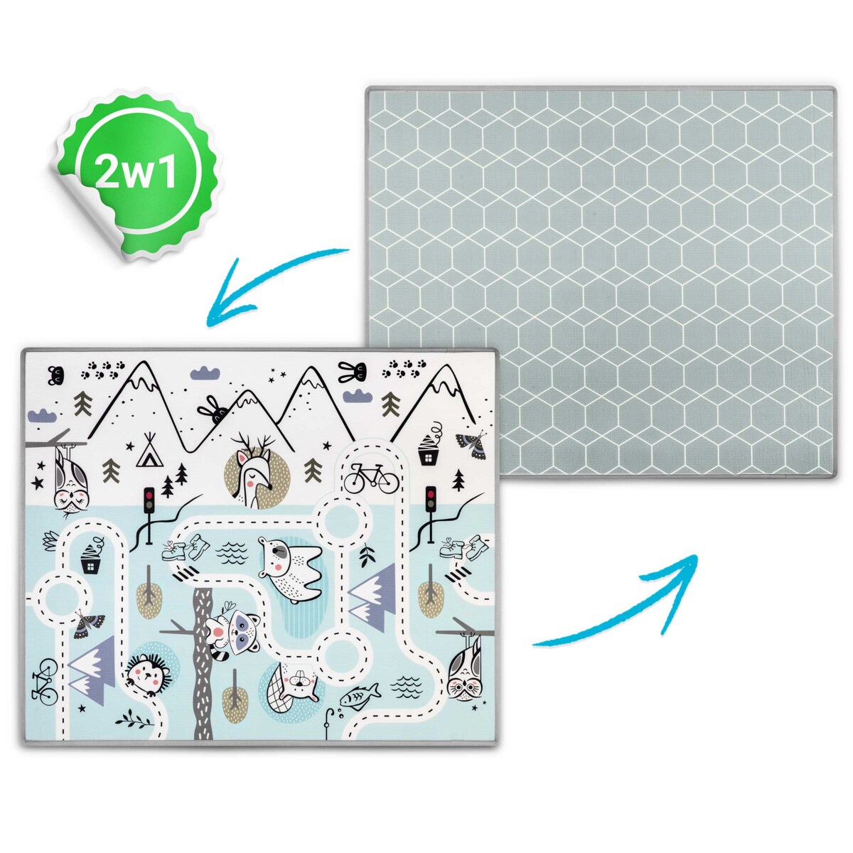 Mata piankowa edukacyjna dwustronna zwijana duża 180x150cm Nukido