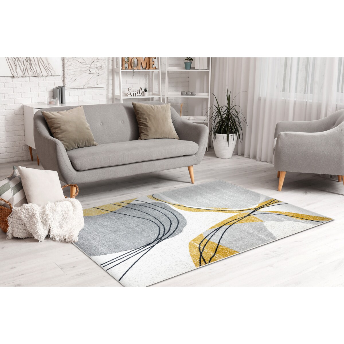 Dywan FUSION 5868 biały / żółty - Linie, 200x290 cm