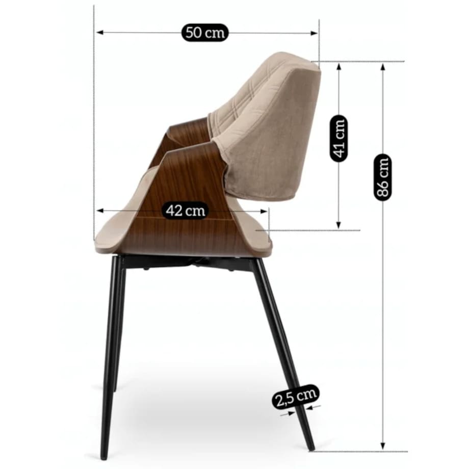Krzesło Loft Tapicerowane Beż Drewno Gięte Orzech DAKOTA Do Salonu Jadalni