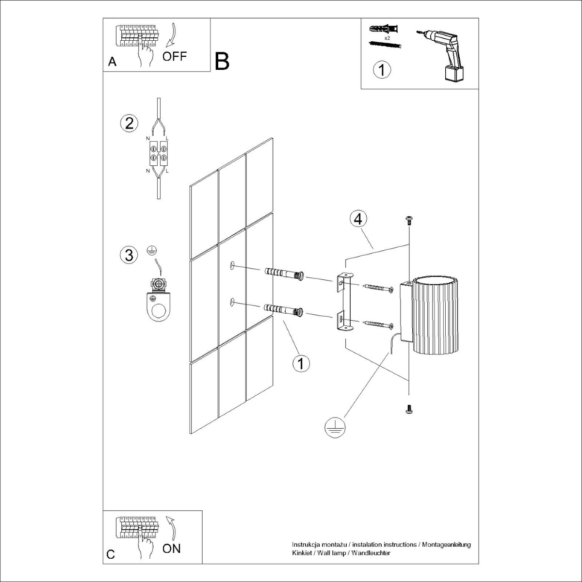 Kinkiet KARBON 10 ochra czerwona