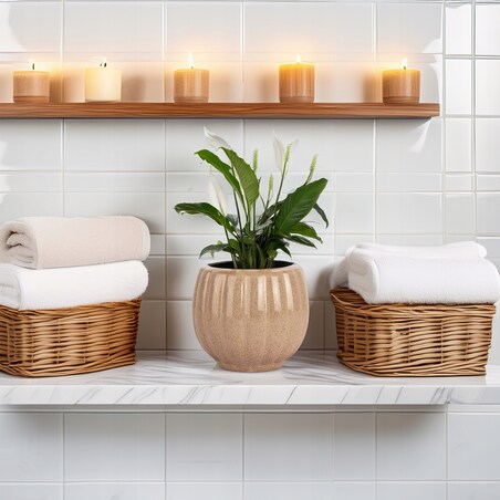 DONICZKA CERAMICZNA NA KWIATY BEŻOWA 13cm mała do salonu domu na prezent