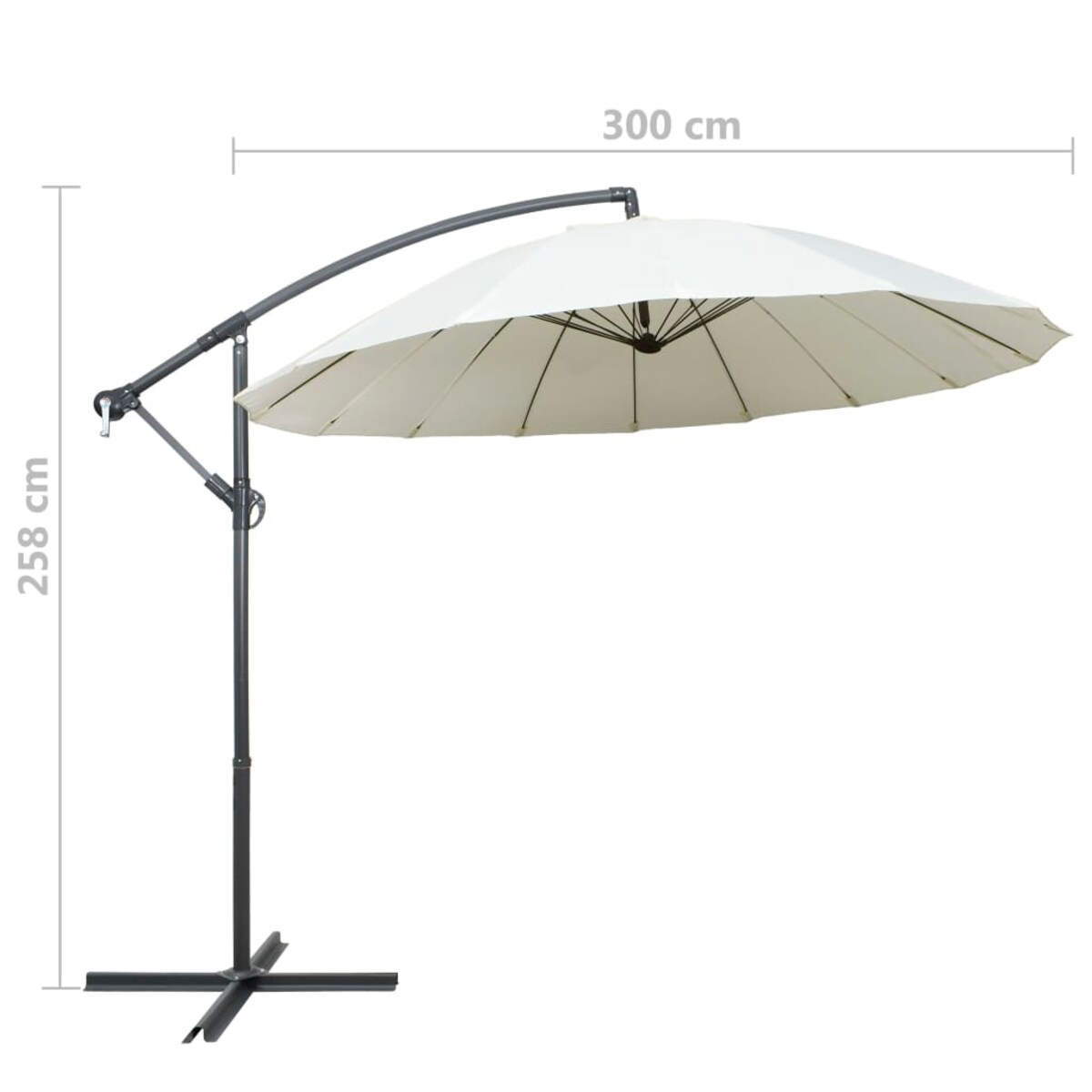 vidaXL Parasol ogrodowy, wiszący, biały, 3 m, słupek aluminiowy
