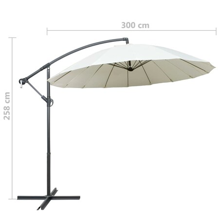 vidaXL Parasol ogrodowy, wiszący, biały, 3 m, słupek aluminiowy