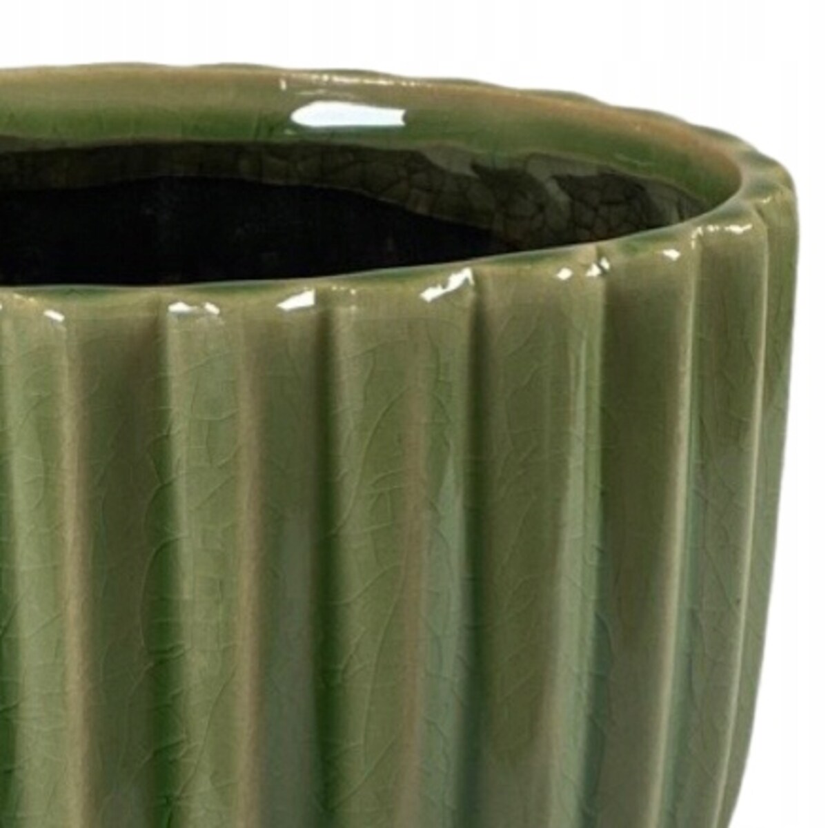 DONICZKA ZIELONA 18CM połysk okrągła osłonka donica do salonu taras balkon