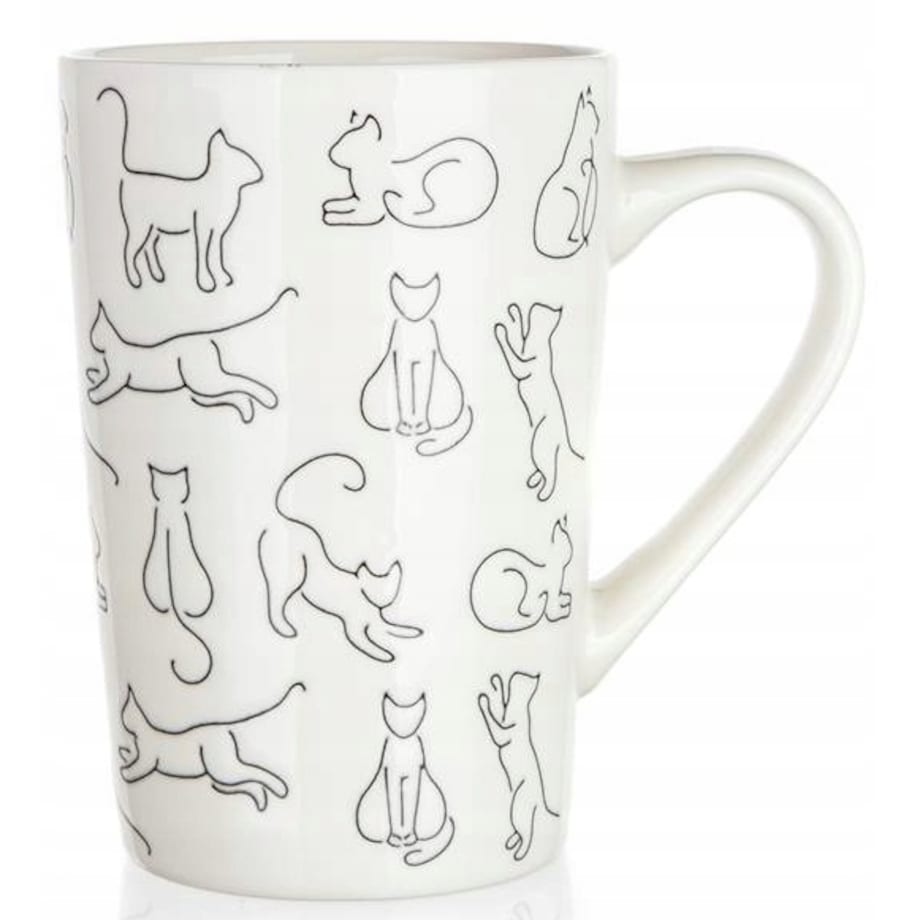 2x KUBEK WYSOKI w koty CERAMIKA 450 ml na herbatę kawę DEKORACYJNY upominek