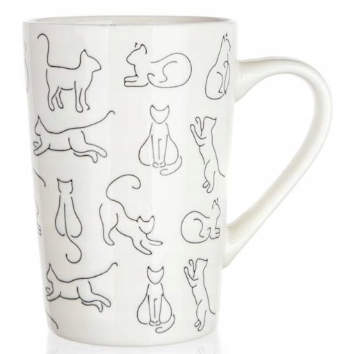 2x KUBEK WYSOKI w koty CERAMIKA 450 ml na herbatę kawę DEKORACYJNY upominek