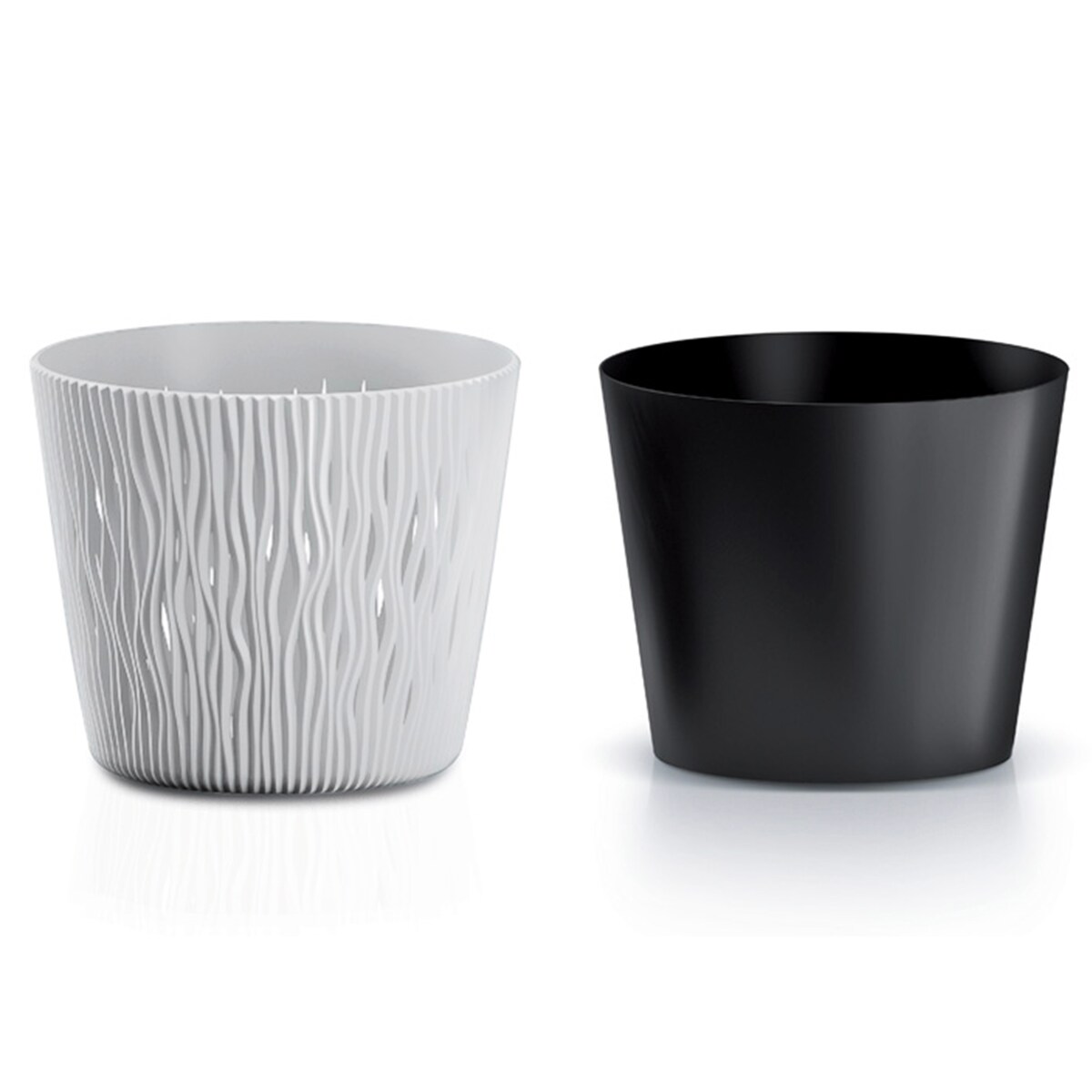 Doniczka Okrągła Osłonka Domowa Kwietnik Zestaw X2 Biała