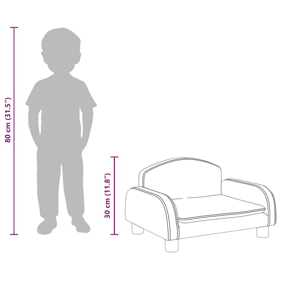 vidaXL Sofa dla dzieci, ciemnoszara, 50x40x30 cm, obita tkaniną