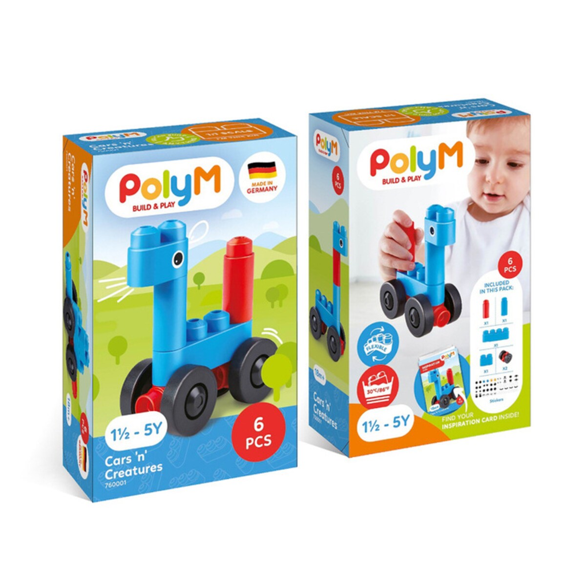Miękkie Klocki Konstrukcyjne Auta i Zwierzęta 6 el. 18m+ PolyM