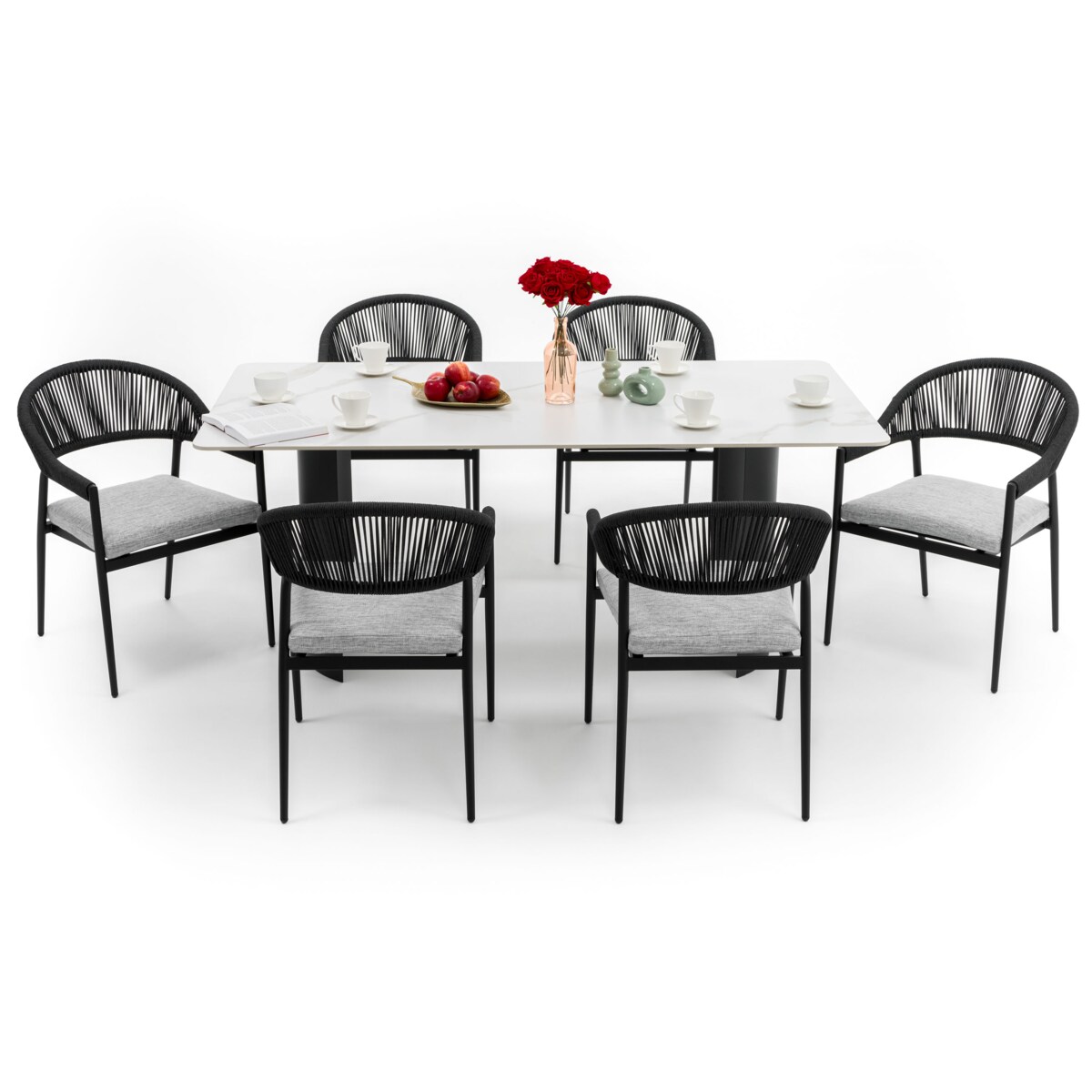 Zestaw mebli ogrodowych aluminiowe nowoczesne BELIZE LUX biało szare