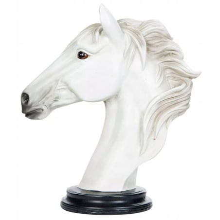FIGURKA KOŃ GŁOWA KONIA BIAŁA popiersie statua dekoracja do salonu 28cm