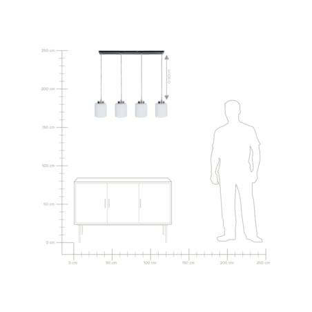 Lampa wisząca 4-punktowa metalowa mosiężna CAUDELO