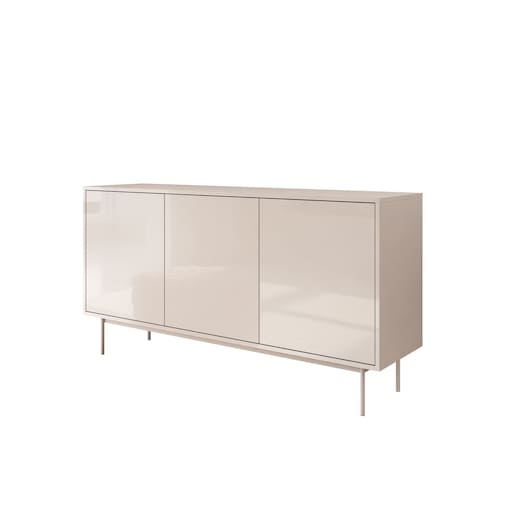 Trzydrzwiowa komoda SANAYI kaszmir połysk, na stelażu