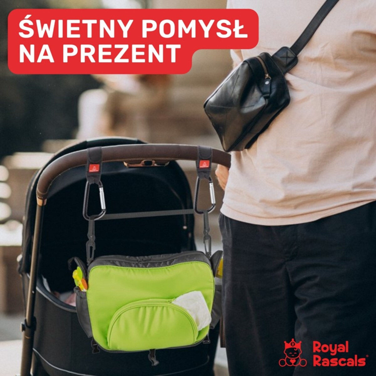 Karabińczyk do wózka, zestaw 2 szt., czarny, Royal Rascals