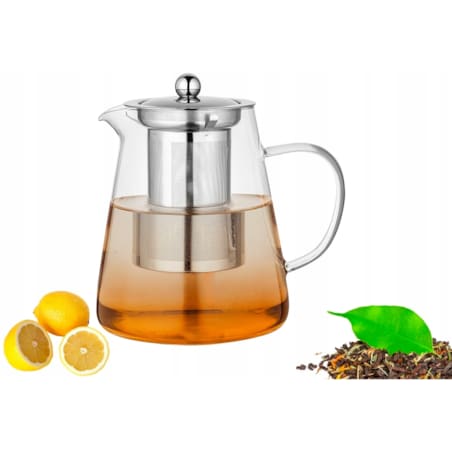 DZBANEK SZKLANY Z ZAPARZACZEM sitko imbryk czajnik na zioła herbatę 1 L box