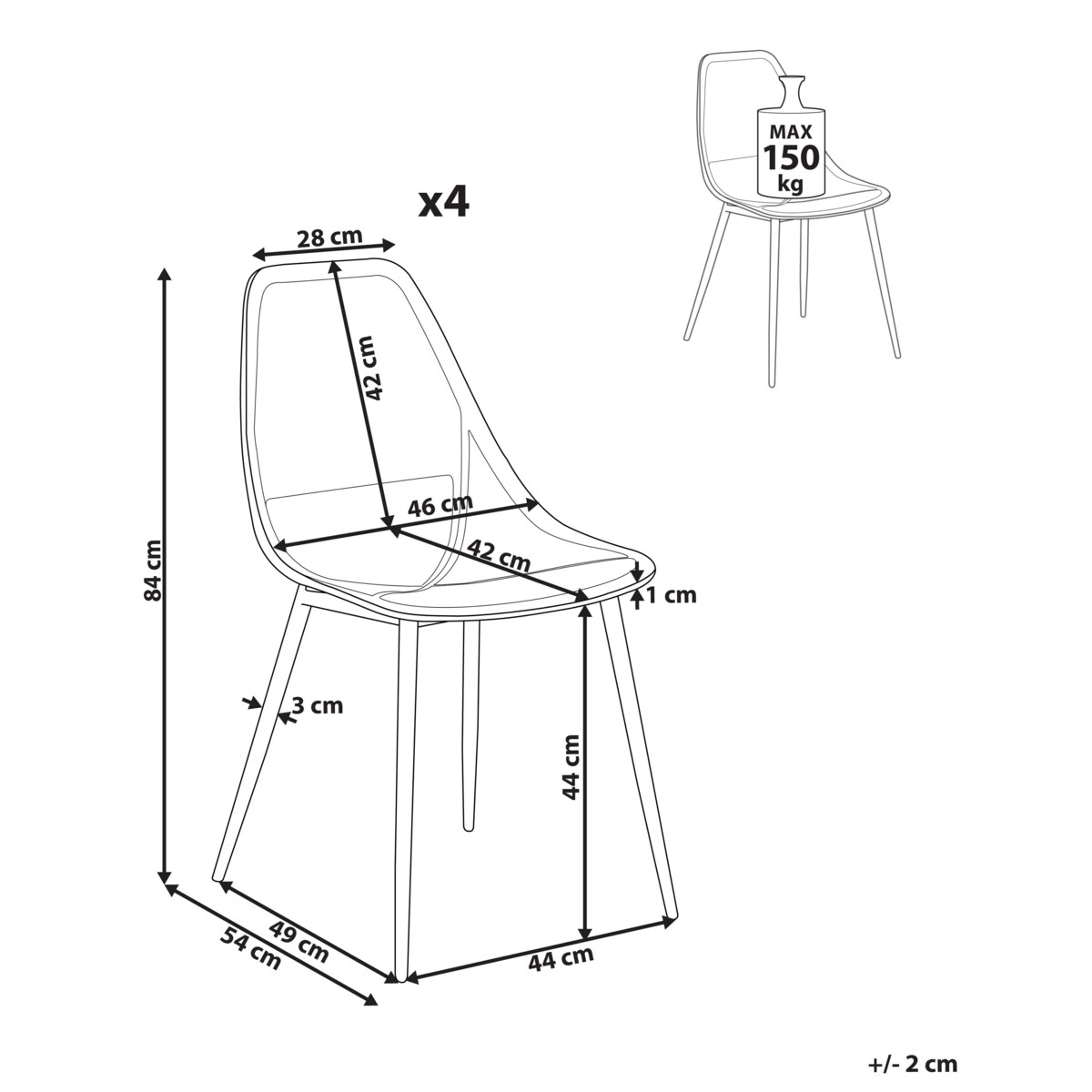 Zestaw 4 krzeseł HAZELTON Biały