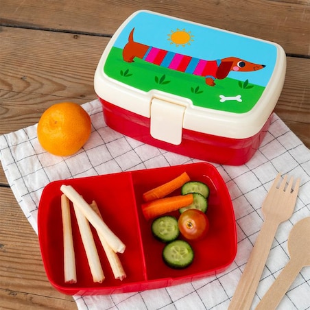 Lunchbox z tacką dla dzieci do szkoły, Jamniki, Rex London